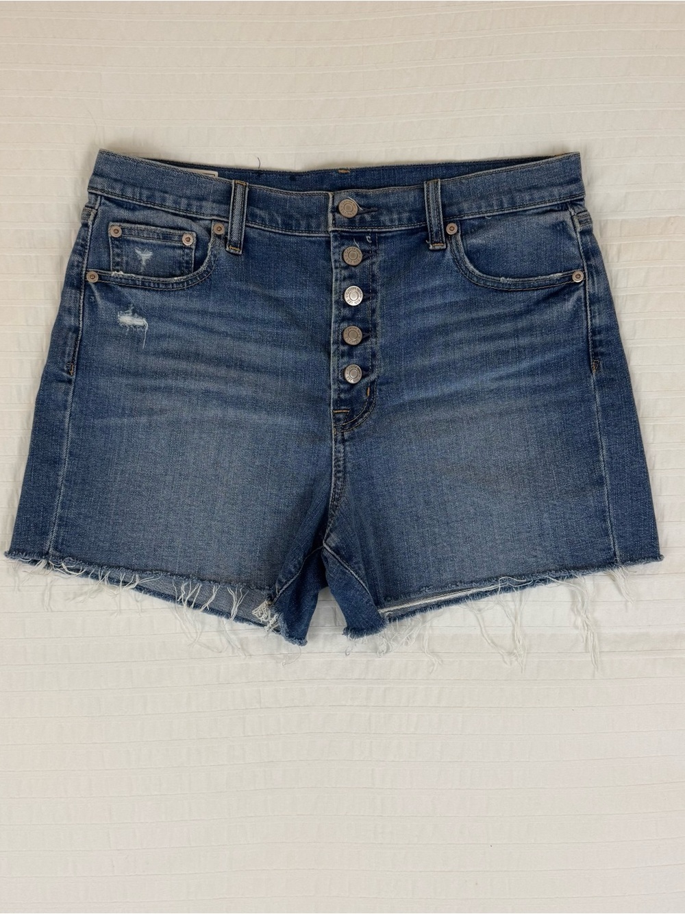 GAP Dark Blue Button-Front High Rise Denim Shorts - Size 10 - 4” inseam